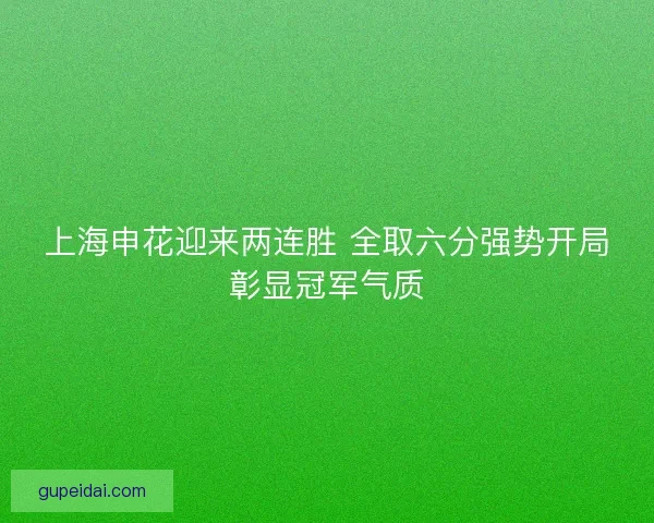 上海申花迎来两连胜 全取六分强势开局彰显冠军气质