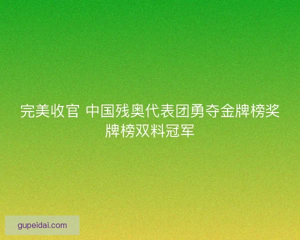 完美收官 中国残奥代表团勇夺金牌榜奖牌榜双料冠军