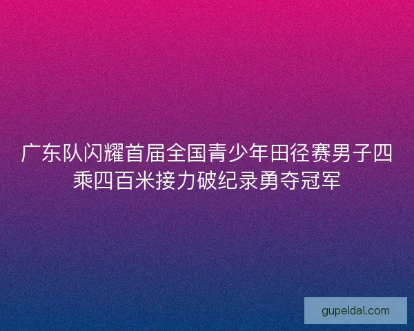 广东队闪耀首届全国青少年田径赛男子四乘四百米接力破纪录勇夺冠军